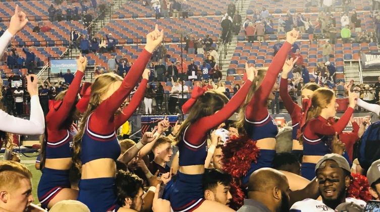 Tech cheerleaders post game