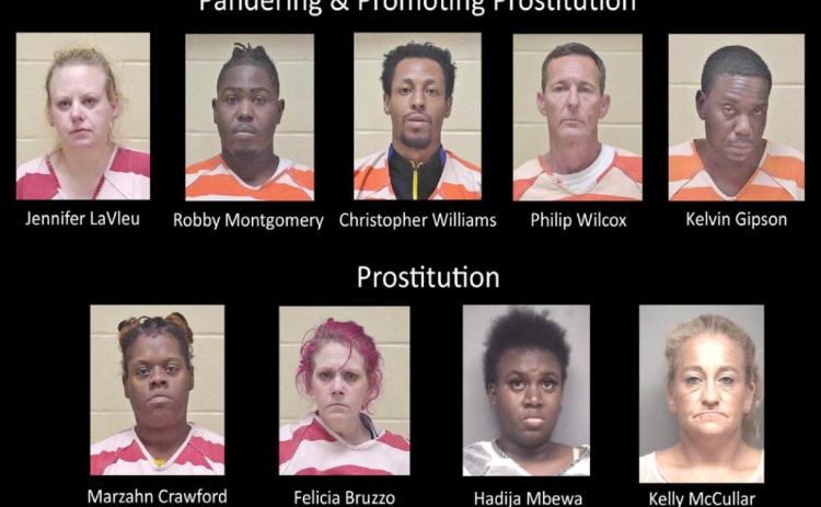 Undercover sting operation nets nine arrests for prostitution, pandering