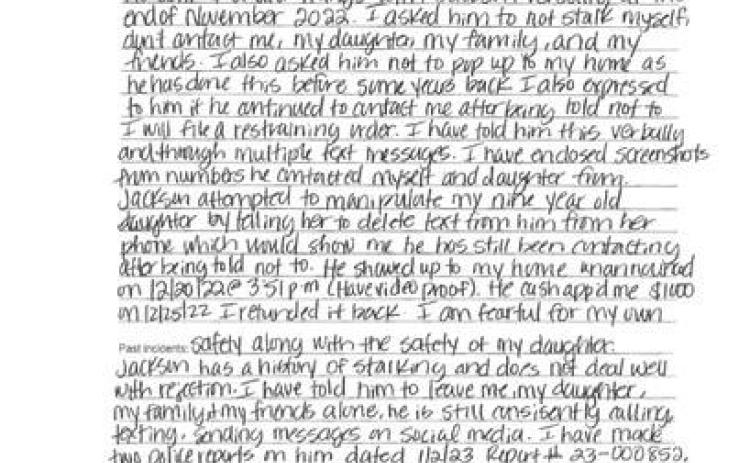 Caddo resident files petition against Steven Jackson for protection from abuse
