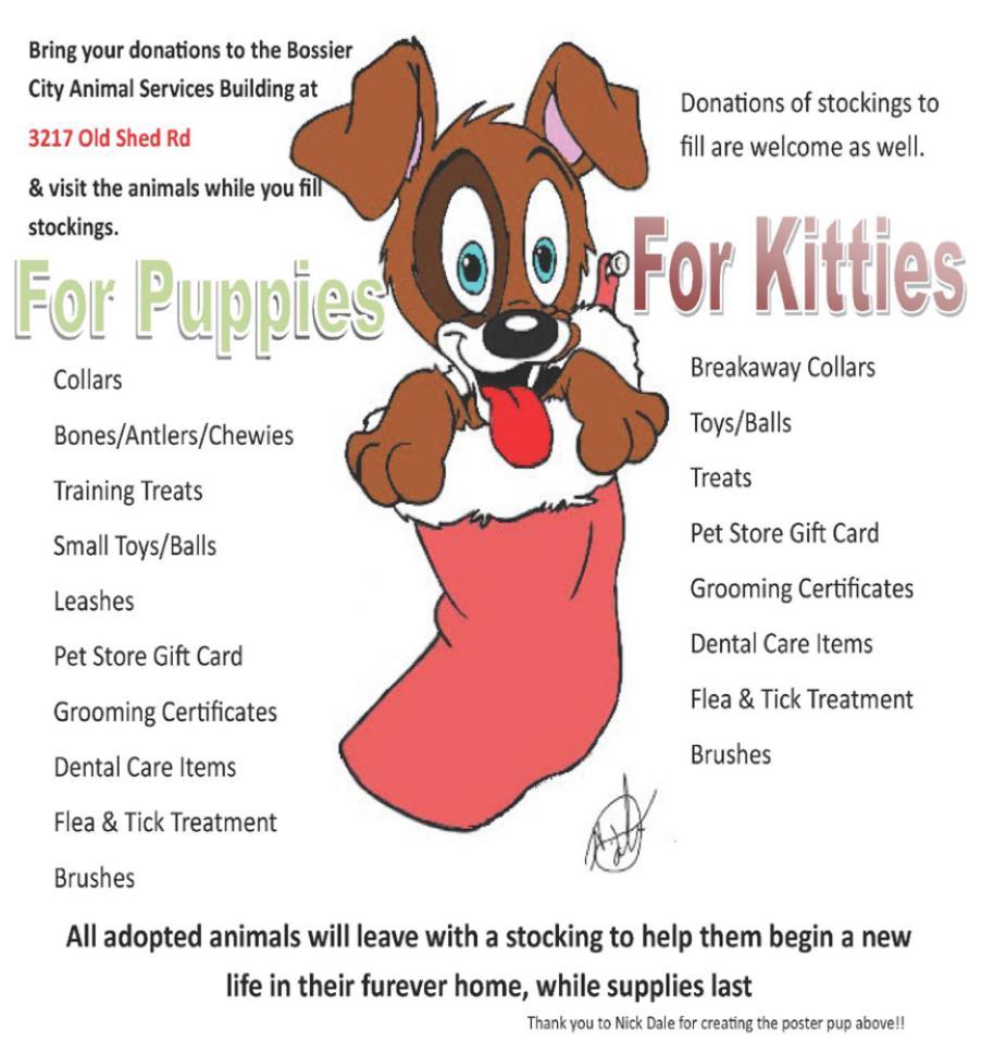 Bossier Animal Services launches Fill the Stocking Campaign