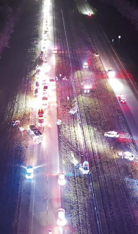 Four sent to hospital after I-49 collision, pile-up