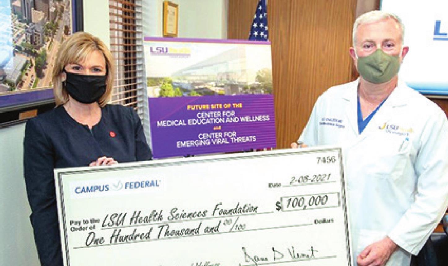 Campus Federal Credit Union donates $100,000 to LSU Health Shreveport Center