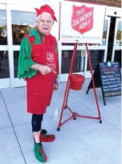 Having fun ringing the Salvation Army bell