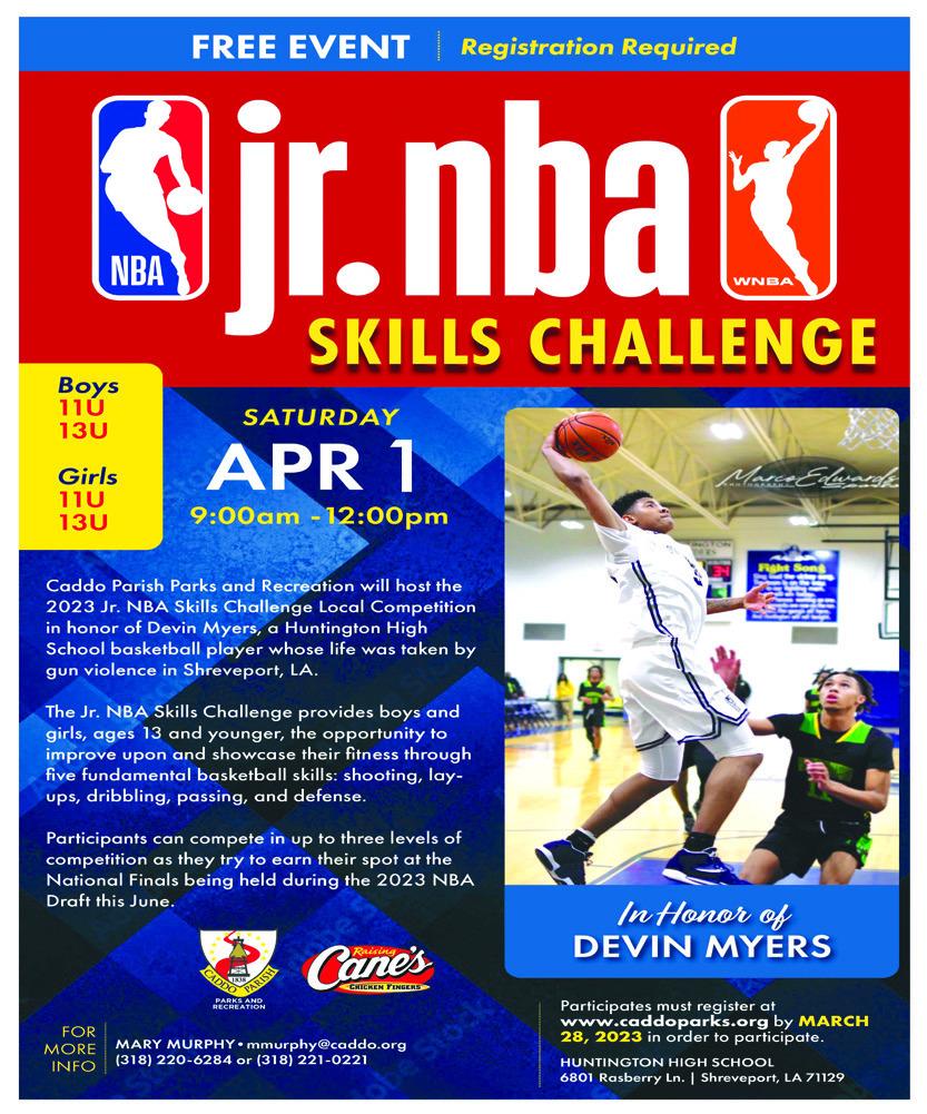 Caddo Parish Parks & Recreation to Host 2nd Annual Jr. NBA Skills Challenge in Memory of Devin Myers