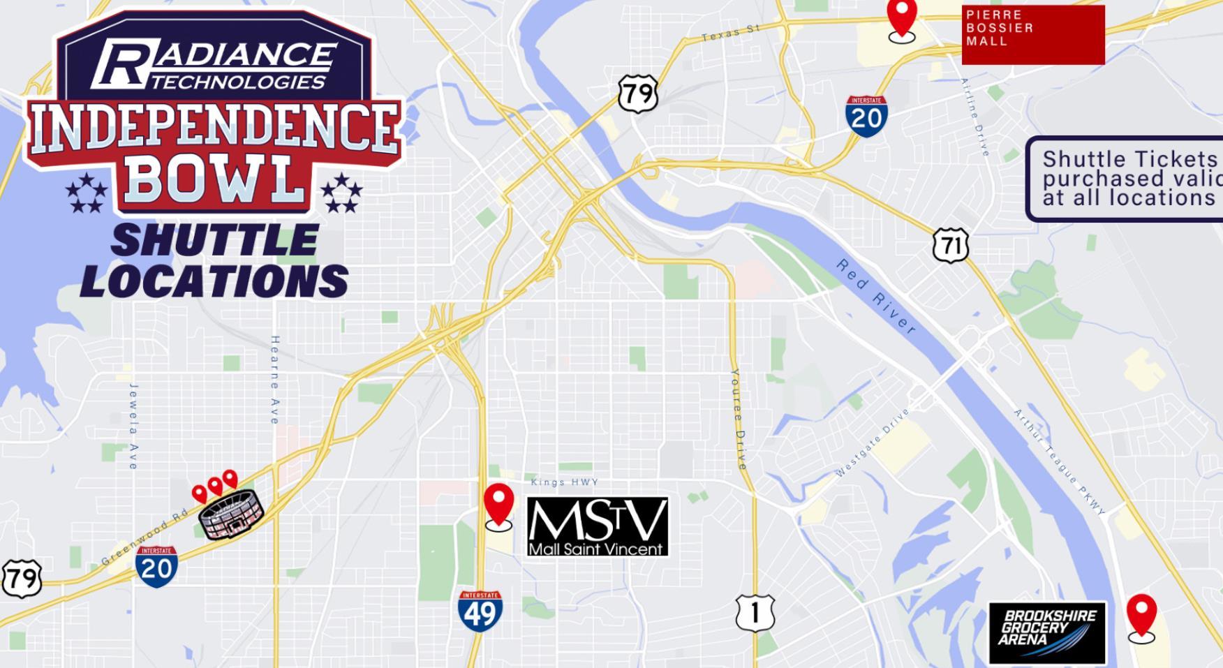 Independence Bowl Shuttle locations