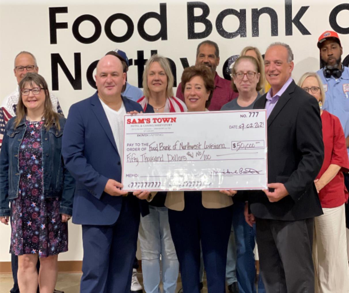 Food Bank of Northwest Louisiana receives $50,000 donation from Sam’s Town Shreveport