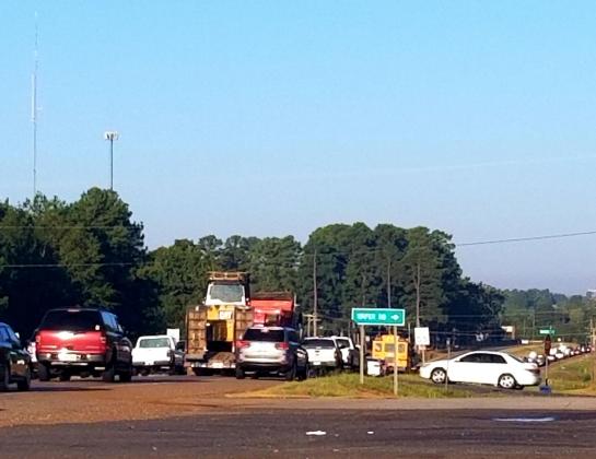 Traffic along Hwy 80 West in Haughton was backed up for miles, due to the added traffic being diverted, due to the closure of the westbound lane of Interstate 20. 