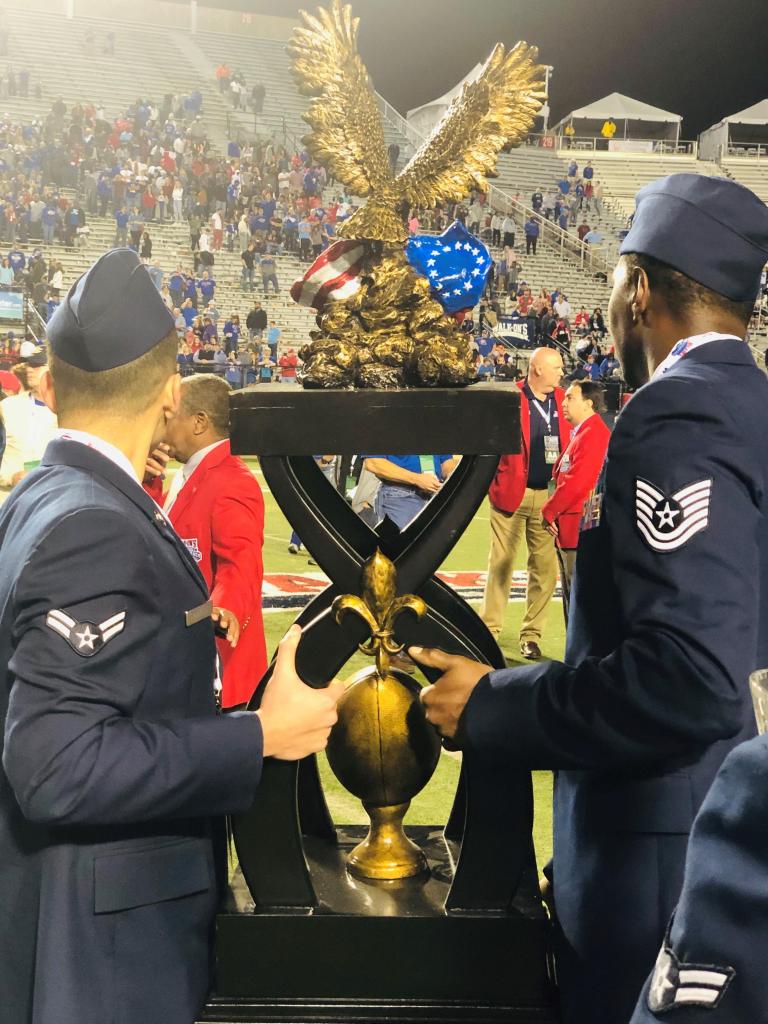 Independence Bowl trophy before its presentation