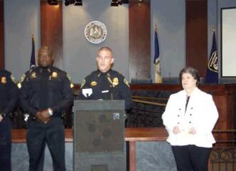 Shreveport Police Chief Ben Raymond announces a college scholarship in honor of fallen Shreveport police officers, the first of which will be bestowed in the spring. (Photo by Kerry M. Kirspel) New scholarship honors fallen SPD officers