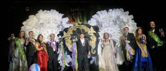 Krewe of Justinian XXVIII royal court after presentation KREWES SOBEK AND JUSTINIAN THROW GRAND BALLS SPECTACULARLY