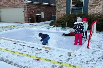 Bossier Family Builds Epic Hockey Rink on Front Lawn!