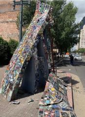 Bruce Allen's infamous mosaic tile sculpture created in 1996 by artists Francis Drew and Barbara Abbott. Shreveport Regional Arts Council to rebuild the sculpture
