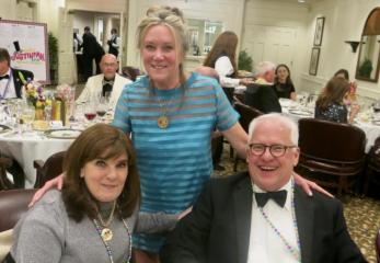 LEFT: Lori Armond, Camille Hathaway and Don Armond Mardi Gras 2022 kicks off with Krewe Justinian by-invitation-only royalty dinner